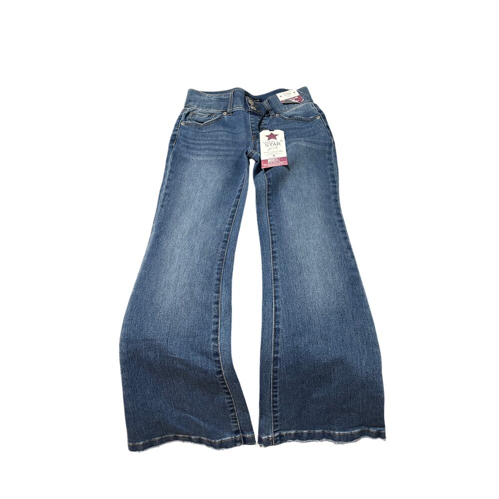 Vanilla sky 8 pullon mid rise flare jeans blue cotton poly spandex nwt
